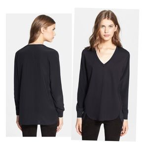 •Vince ‚Mixed Media‘ longsleeve tee blouse w/silk•